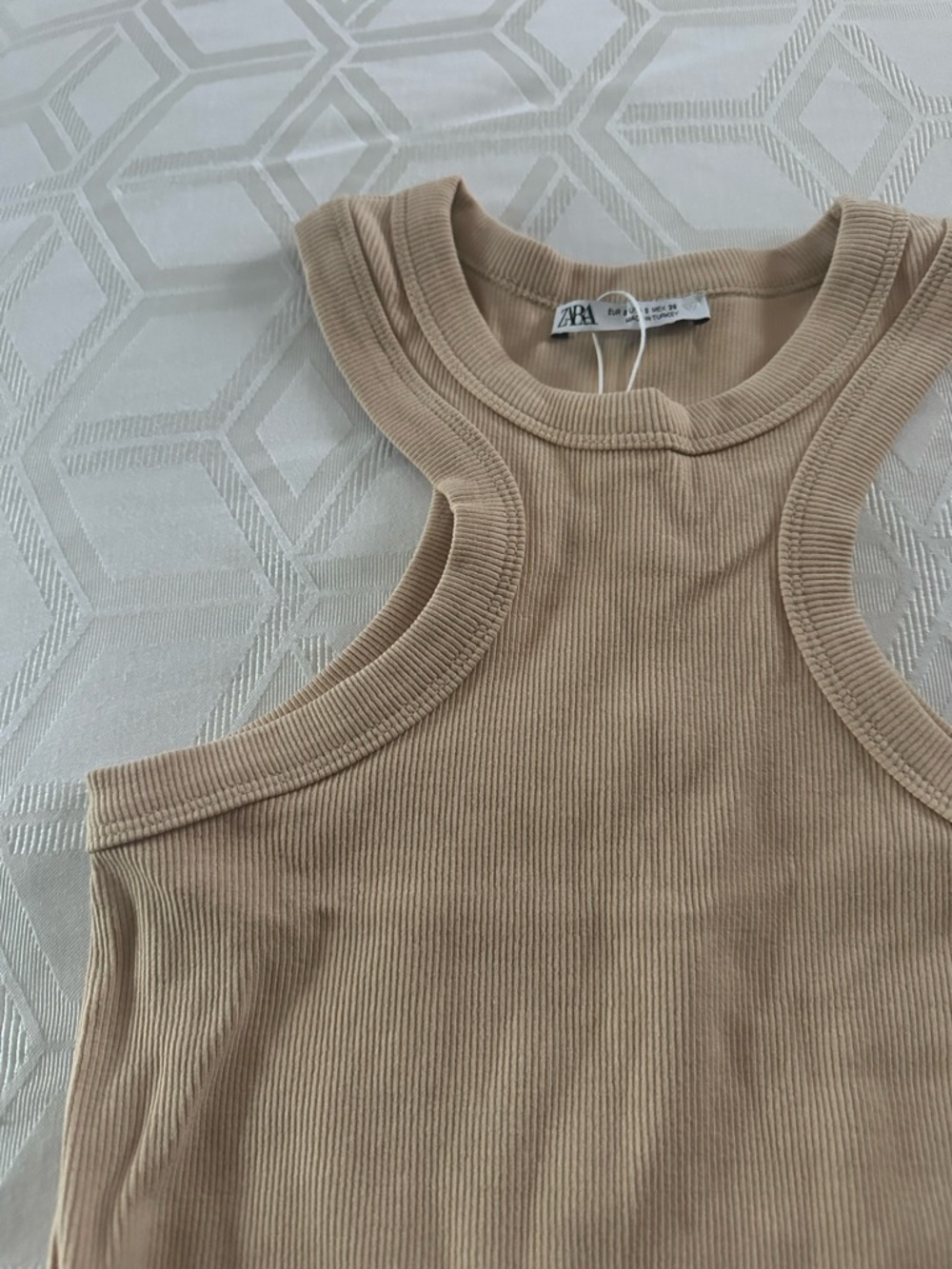 Zara Neutral Beige Ribbed Racerback Tank - Picture 2 of 3